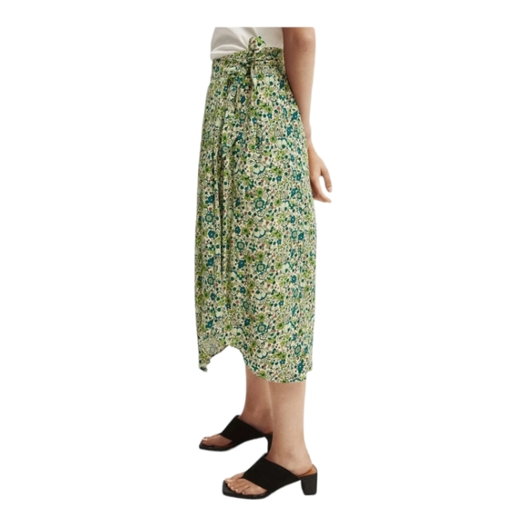 Scotch & Soda x Free People Skirt Women's S Green Floral Wrap Midi NWT - Picture 7 of 10